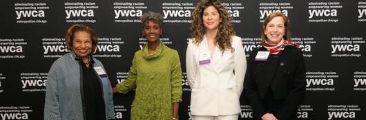 Honorees at the 2024 YWCA Metropolitan Chicago Leader Luncheon: Carol Moseley Braun (left), Dorothy Tucker, Lisa Duarte and Jennifer Scanlon.